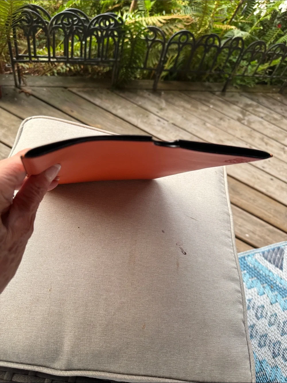 Loewe Red-Orange Leather Tablet Sleeve with Embossed Logo